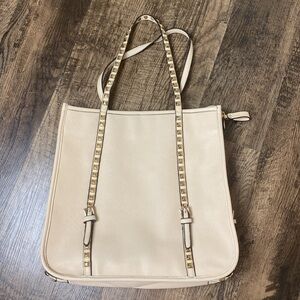 ALFA Bag studded dual strap large tote bag Taupe/Tan/khaki Shoulder Purse